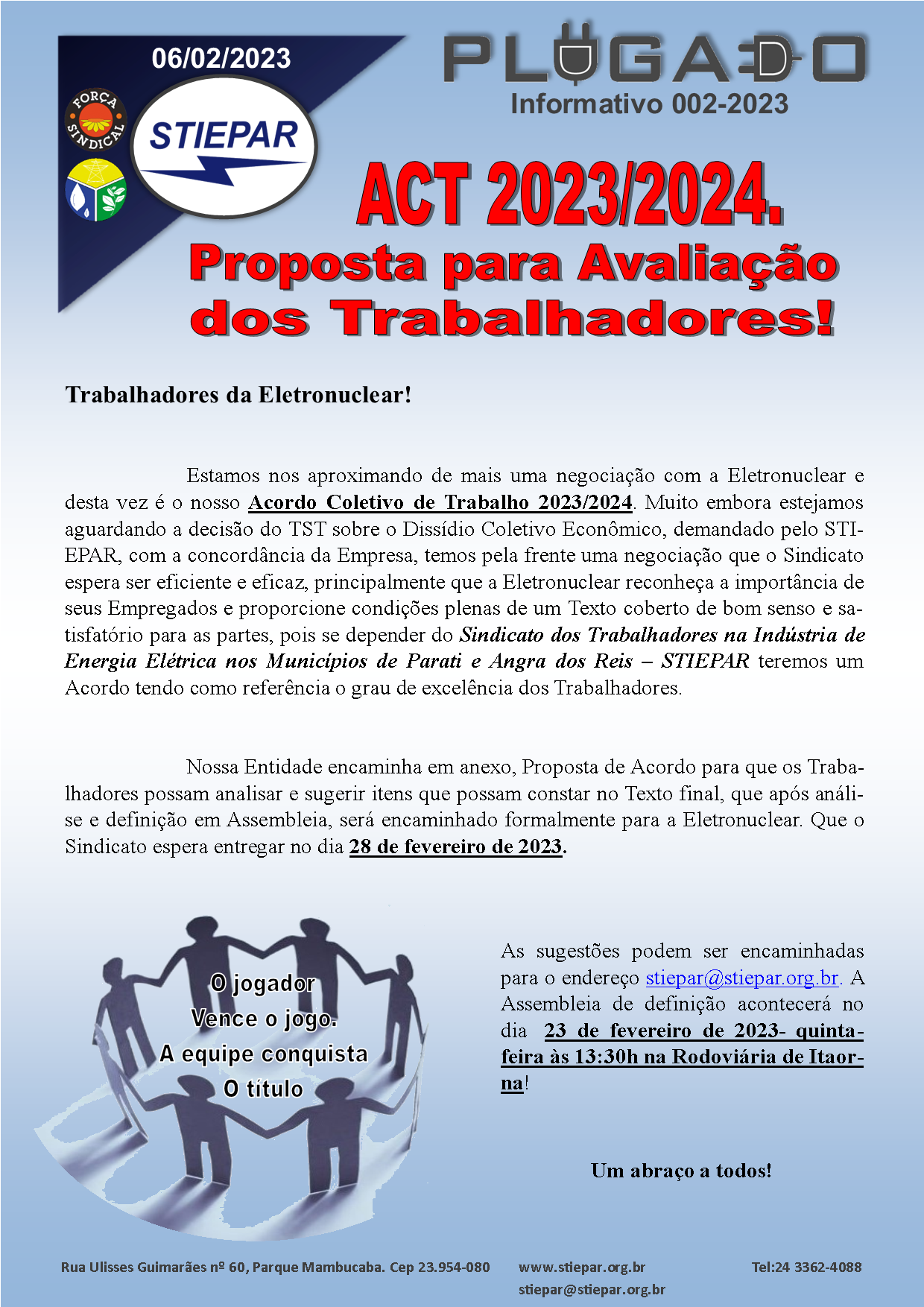 ACT 2023/2024. Proposta para Avaliação dos Trabalhadores! Informativo